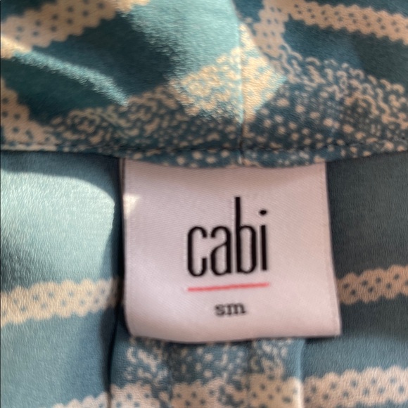 CAbi Teal and White Surplice Blouse - Picture 7 of 8